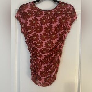 NWT Free People Pink Sheer Floral Top size M